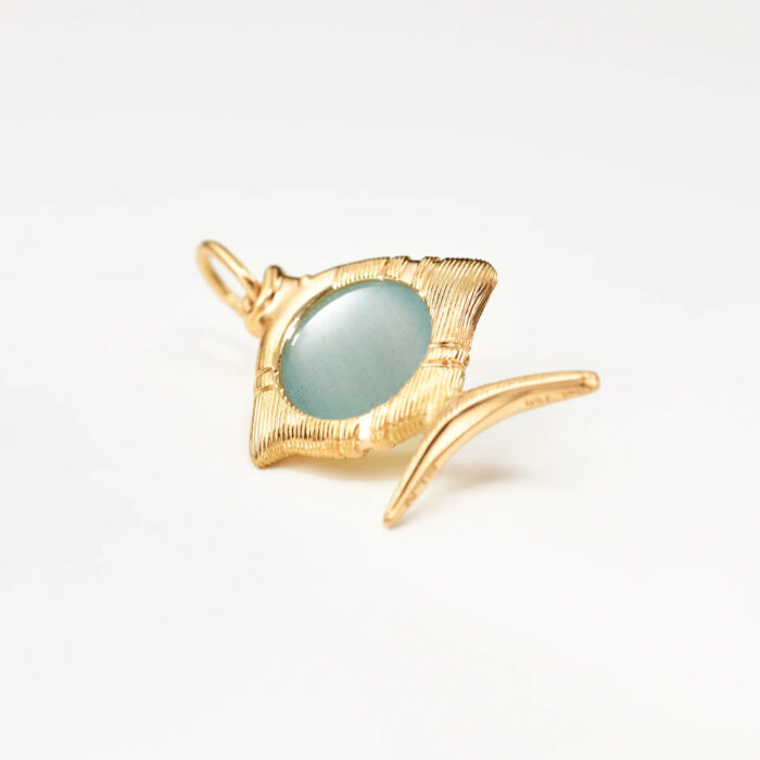 OLE LYNGGAARD COPENHAGEN - Young Fish anheng i 18k gult gull med Aquamarine - Bilde 3