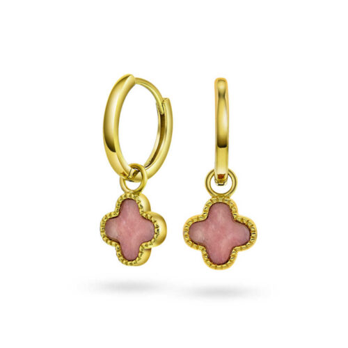 Pan Jewelry Trend - Ørepynt i forgylt sølv med dus rosa kløver