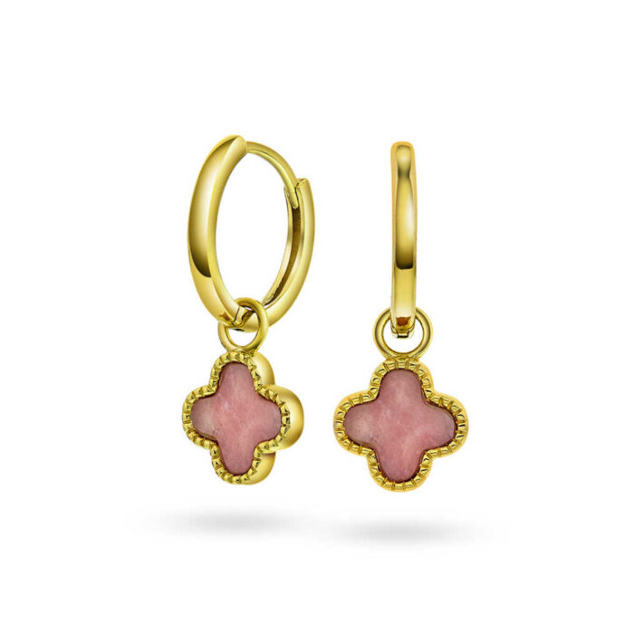 Pan Jewelry Trend - Ørepynt i forgylt sølv med dus rosa kløver