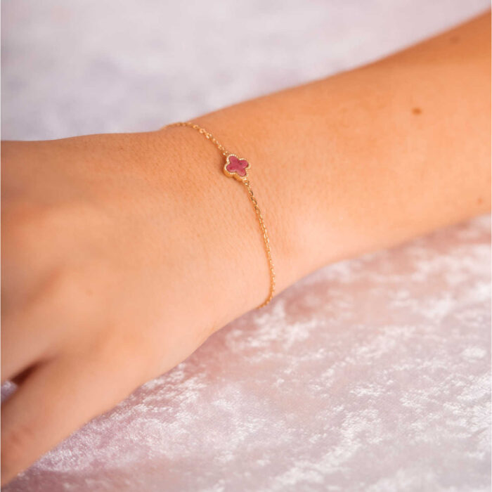Pan Jewelry Trend - Armbånd i forgylt sølv med rus rosa kløver - Bilde 2