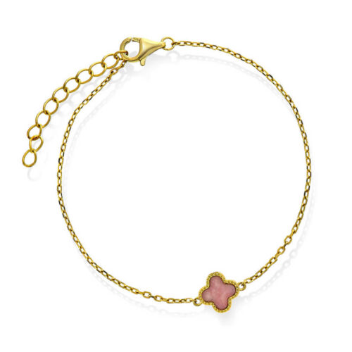 Pan Jewelry Trend - Armbånd i forgylt sølv med rus rosa kløver
