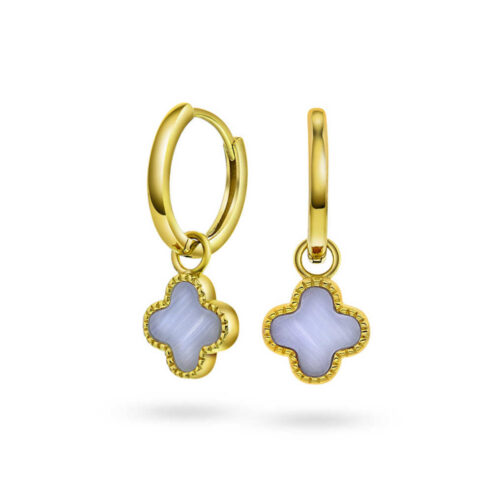 Pan Jewelry Trend - Ørepynt i forgylt sølv med lyse blå kløver