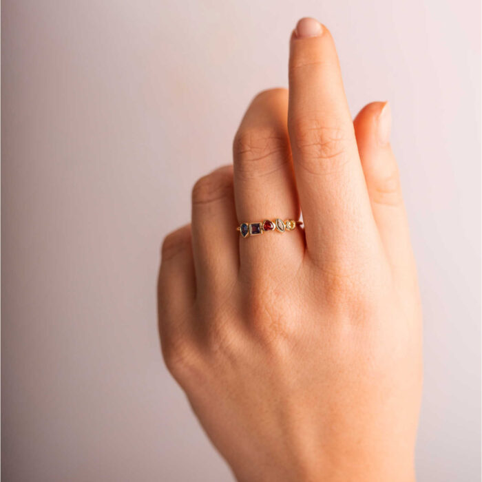 Pan Jewelry Trend - Spraks ring i forgylt sølv med fargede zirkonia - Bilde 2