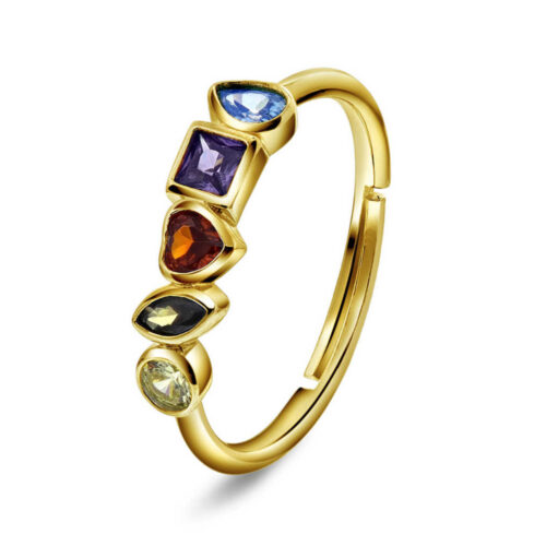 Pan Jewelry Trend - Spraks ring i forgylt sølv med fargede zirkonia
