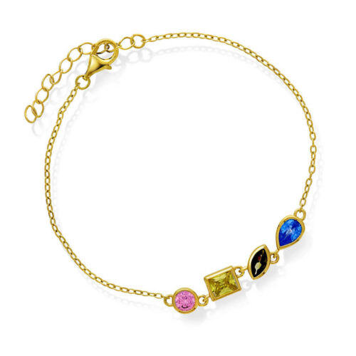 Pan Jewelry Trend - Spraks armbånd i forgylt sølv med fargede zirkonia