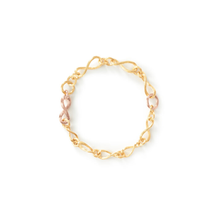 OLE LYNGGAARD COPENHAGEN - Love armlenke mini - 18k gult- og rosegull. Satinert overflate - 18cm