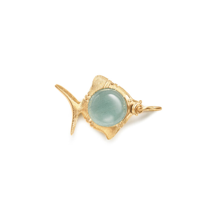 OLE LYNGGAARD COPENHAGEN - Young Fish anheng i 18k gult gull med Aquamarine - Bilde 5