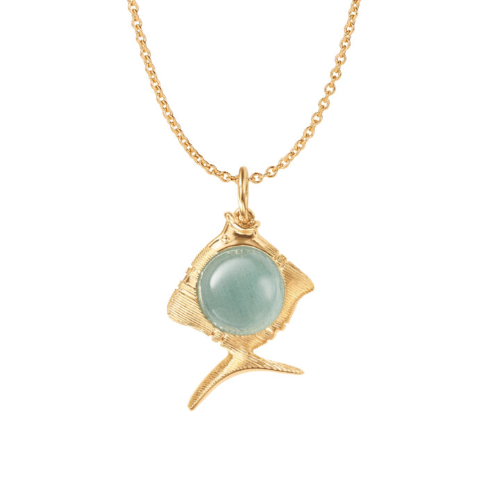 OLE LYNGGAARD COPENHAGEN - Young Fish anheng i 18k gult gull med Aquamarine