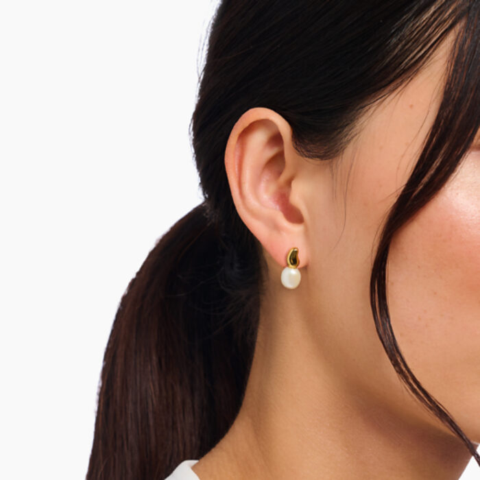 Thomas Sabo - Natural Beauty ørepynt i forgylt sølv med ferskvannsperle - Bilde 3