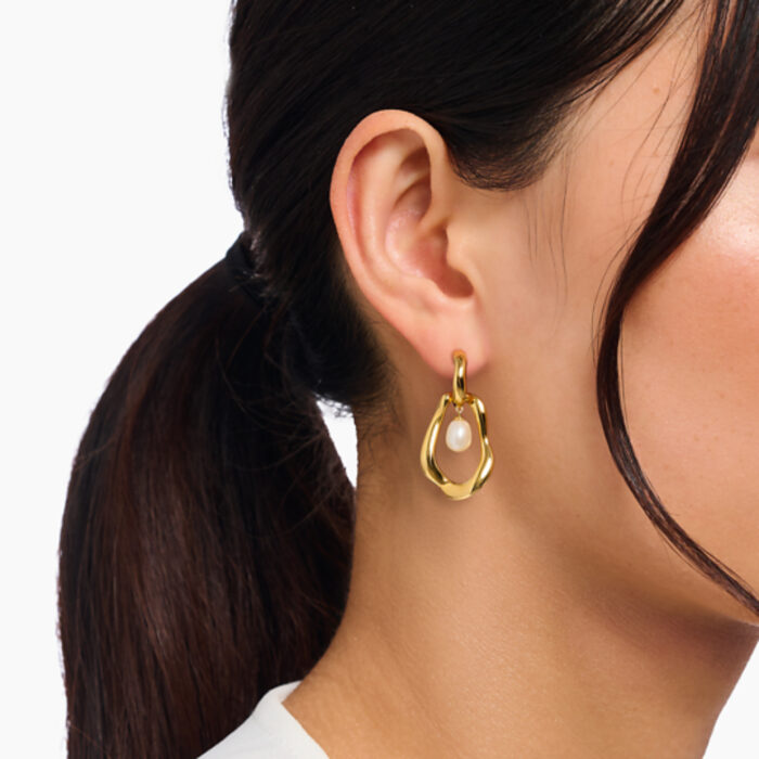 Thomas Sabo - Natural Beauty øreringer i forgylt sølv med ferskvannsperle - Bilde 3
