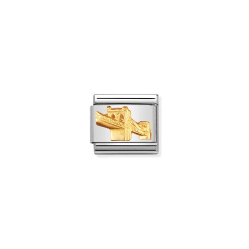 Nomination - COMPOSABLE Classic RELIEF MONUMETS in stainless steel with 18k gold (47_Skyline Brooklyn (Bridge)