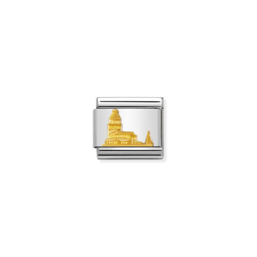 Nomination - COMPOSABLE Classic MONUMENT RELIEF 2 in stainless steel with 18k gold (04_Maiden Tower)