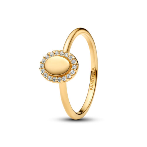 Pandora - Ring med graveringsfelt - 14k forgylling