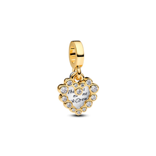 Pandora - Funklende Hjerte Dobbel Hengende Charm med 14k forgylling