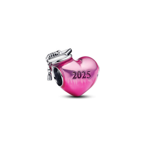 Pandora - 2025 Graduation hjerte charm med rosa emalje