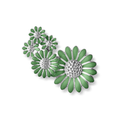 Georg Jensen - Daisy ørepynt i sølv med grønn emalje, høyre