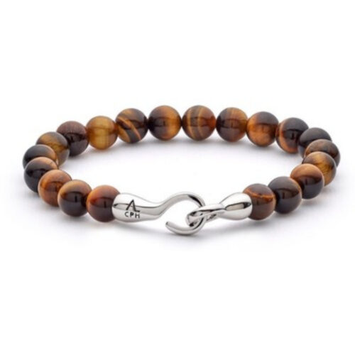 Alexander Lynggaard - Armbånd med sølv lås, Tiger Eye 8 mm