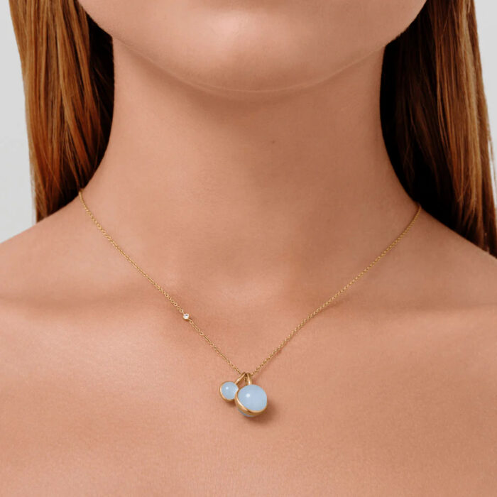Julie Sandlau - Prime anheng i 22k forgylt sølv - Milky Aqua - Bilde 3
