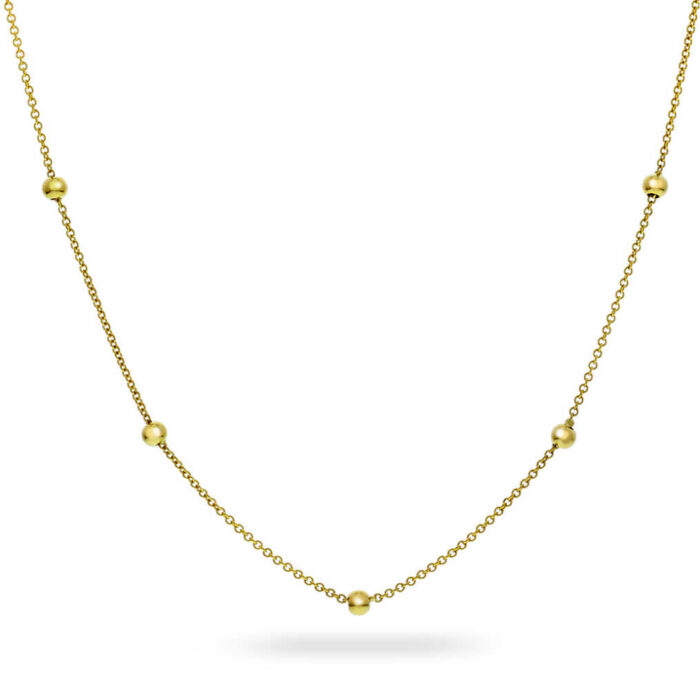 PAn Jewelry - Ankerkjede i 14k gult gull med kuler