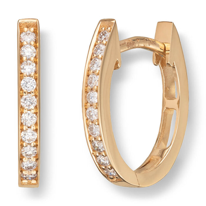 Diamonds by Frisenberg- Creoler / Øreringer i gult gull 585/14K med diamanter.