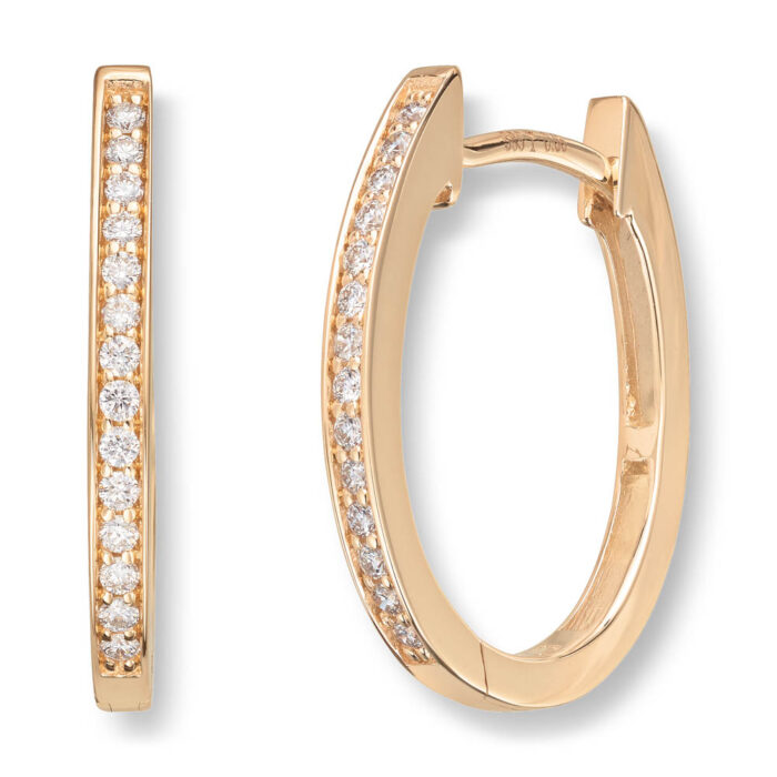 Diamonds by Frisenberg- Nydelige  Creoler / Øreringer i gult gull 585/14K med diamanter.