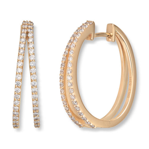 Diamonds by Frisenberg- Creoler / Øreringer i gult gull 585/14K med diamanter.