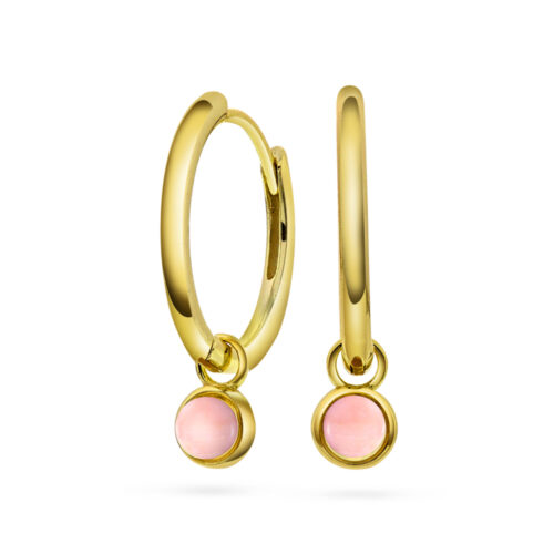 Sandra Lyng x Pan Jewelry - Øreringer i forgylt sølv med rosa opal - KJÆRLIGHET