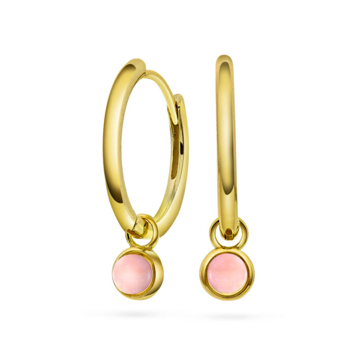 Sandra Lyng x Pan Jewelry - Øreringer i forgylt sølv med rosa opal - KJÆRLIGHET