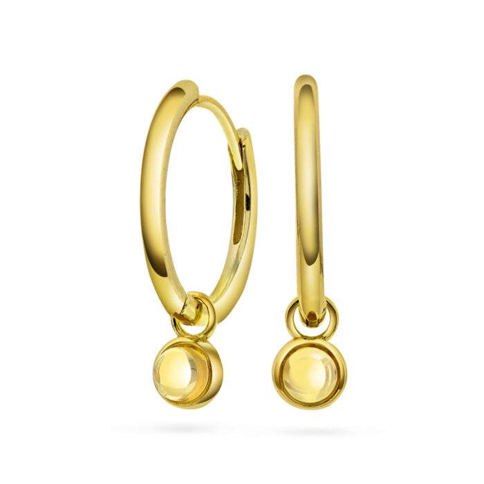 Sandra Lyng x Pan Jewelry - Øreringer i forgylt sølv med citrin - GLEDE