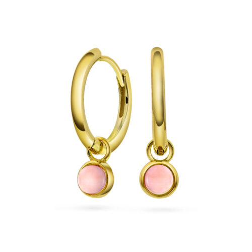Sandra Lyng x Pan Jewelry - Øreringer i forgylt sølv med rosa opal - KJÆRLIGHET