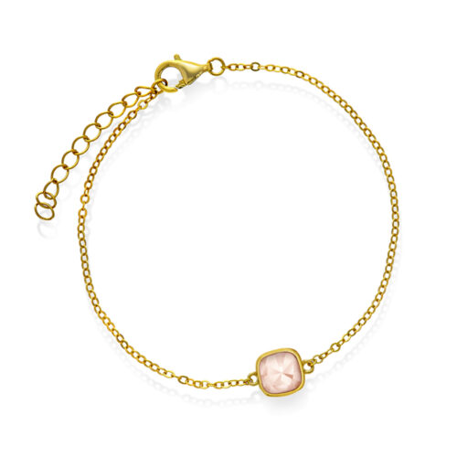 Sandra Lyng x Pan Jewelry - Armbånd i forgylt sølv med rosa opal - KJÆRLIGHET