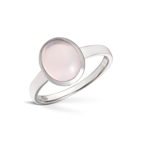 Gold by Frisenberg- Ring i hvitt gull med oval rosenkvarts