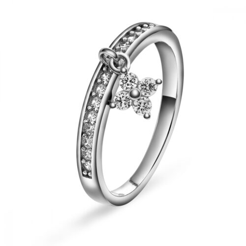 Arne Nordlie - Blomster ring i sølv med zirkonia