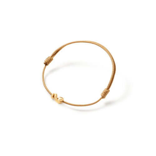OLE LYNGGAARD COPENHAGEN - Snakes charm armbånd - 18k gult gull og beige nylon