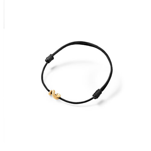 OLE LYNGGAARD COPENHAGEN - Snakes charm armbånd - 18k gult gull og sort nylon