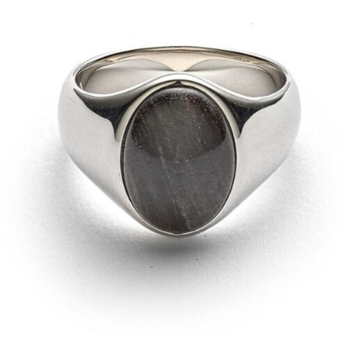 Alexander Lynggaard - Oval signet ring i sølv med obsidian