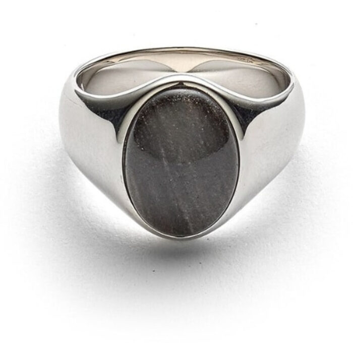 Alexander Lynggaard - Oval signet ring i sølv med obsidian