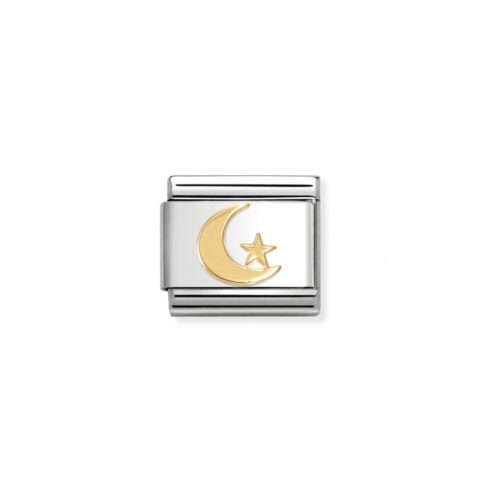 Nomination - COMPOSABLE Classic FUN in stainless steel with 18k gold (48_Moon and Star)