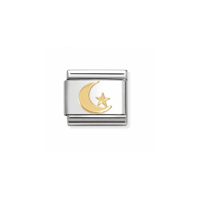 Nomination - COMPOSABLE Classic FUN in stainless steel with 18k gold (48_Moon and Star)
