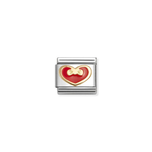 Nomination - Composable Classic LOVE 2 stainless steel, enamel and 18k gold (33_Red heart with bow)