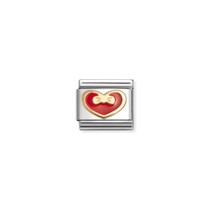 Nomination - Composable Classic LOVE 2 stainless steel, enamel and 18k gold (33_Red heart with bow)