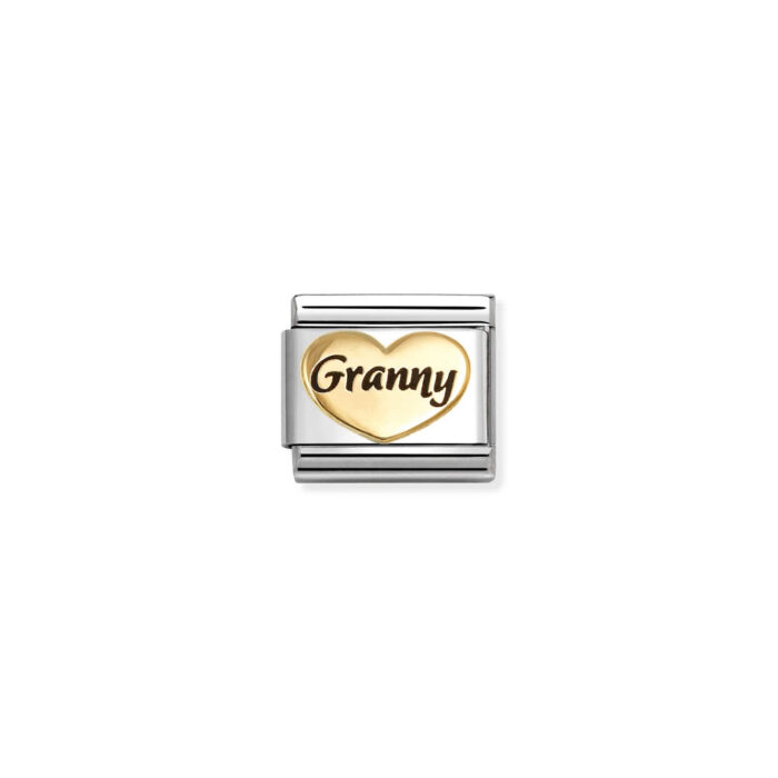 Nomination - Composable Classic SYMBOLS steel, enamel and 18k gold (81_Granny heart)