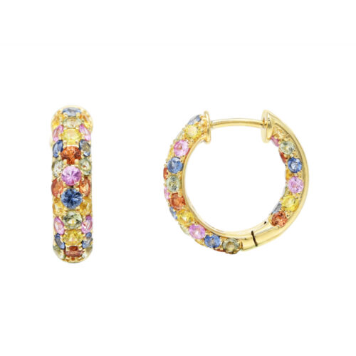 Gold By Frisenberg - Gull øreringer/ Creoler - Multicolor Rainbow Safirer