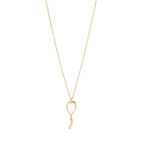 Georg Jensen - Mercy swirl anheng i 18k gult gull med diamanter