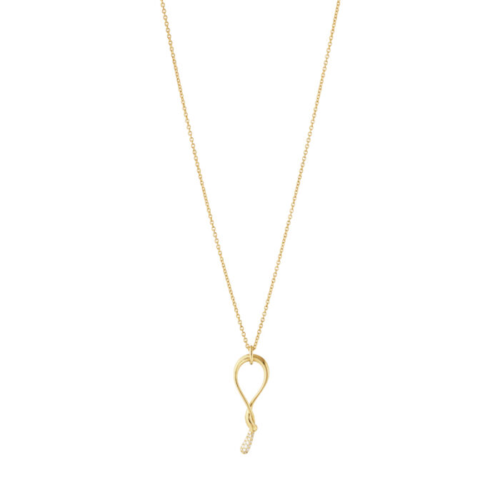 Georg Jensen - Mercy swirl anheng i 18k gult gull med diamanter