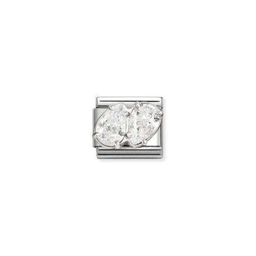 Nomination - Composable CL steel, CZ and 925 sterling silver (09_WHITE double drops)