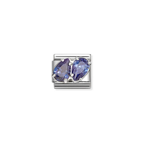 Nomination - Composable CL steel, CZ and 925 sterling silver (13_BLUE double drops)