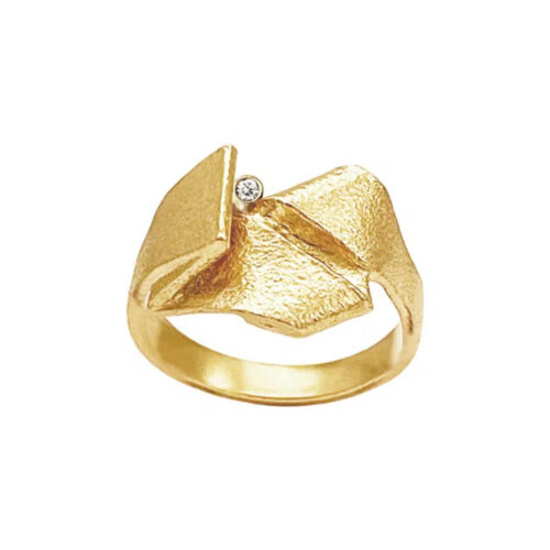 Heiring - Mille ring NO.5 i forgylt sølv med diamant