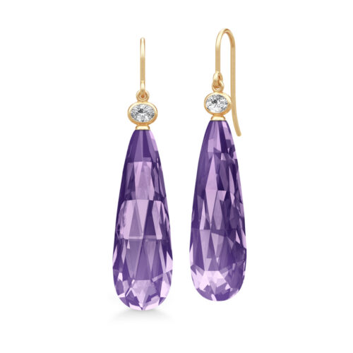 Julie Sandlau - Ofelia Drop ørepynt i forgylt sølv - Amethyst