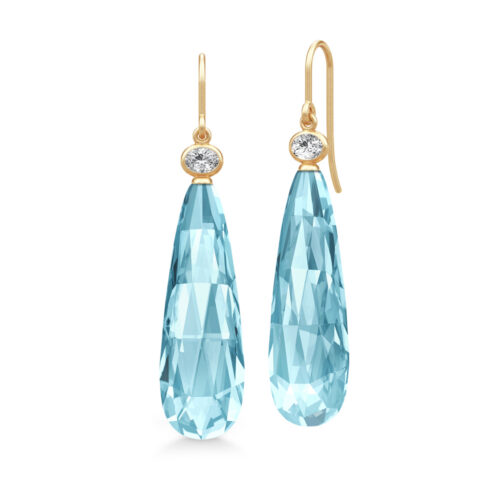 Julie Sandlau - Ofelia Drop ørepynt i forgylt sølv - Ice Blue